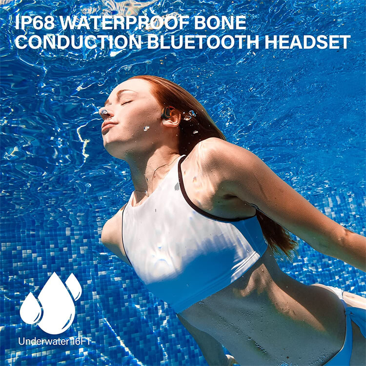 IP68 Swimming Headset Bone Conduction BT Headband Sports Wireless Stereo Head Phones Headphones Bluetooth Earphone