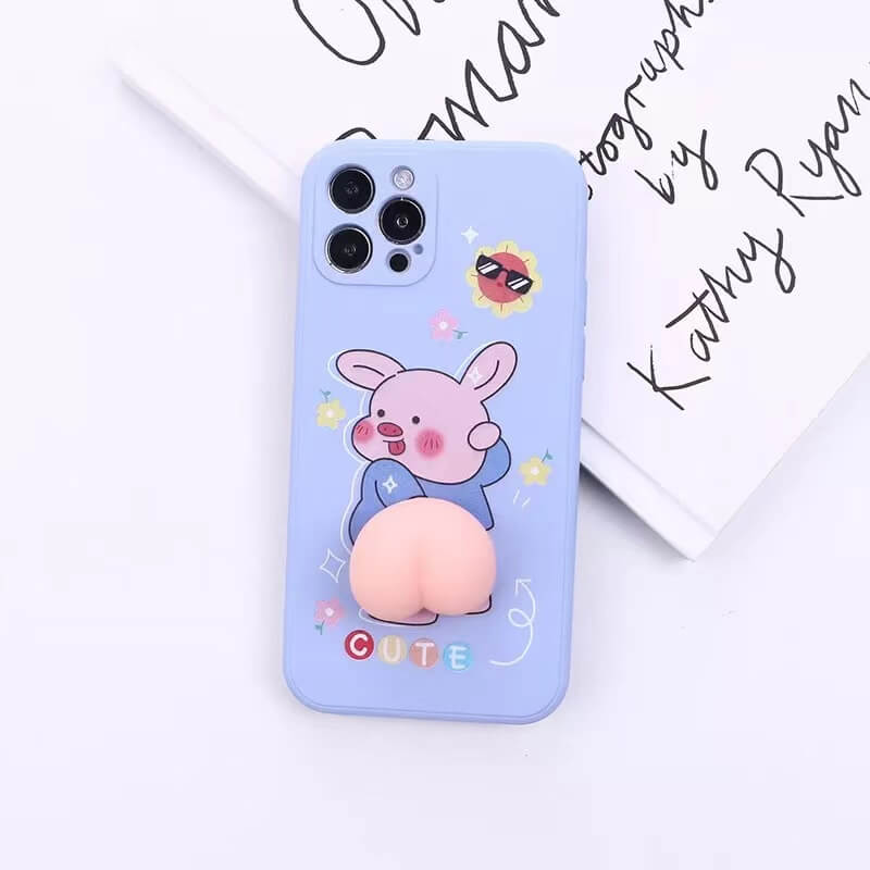 Kawaii Cartoon Peach Big 3D Bouncy Butt Ass Squishy Silicone Phone Case Cover For Iphone 12 13 Mini 11 Pro Max 2