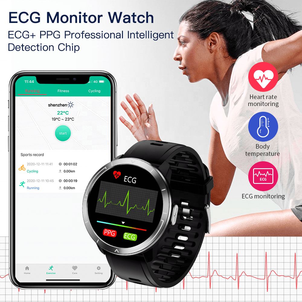 Smart Watch PPG+ECG Fitness Activity Tracker With ECG blood pressure Touch Screen